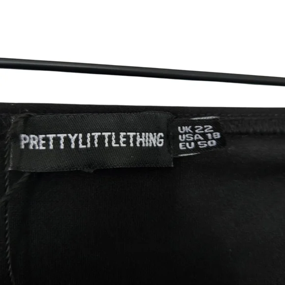 NWT PrettyLittleThing Black One-Shoulder Cocktail Gown Size 18 - Picture 6 of 10